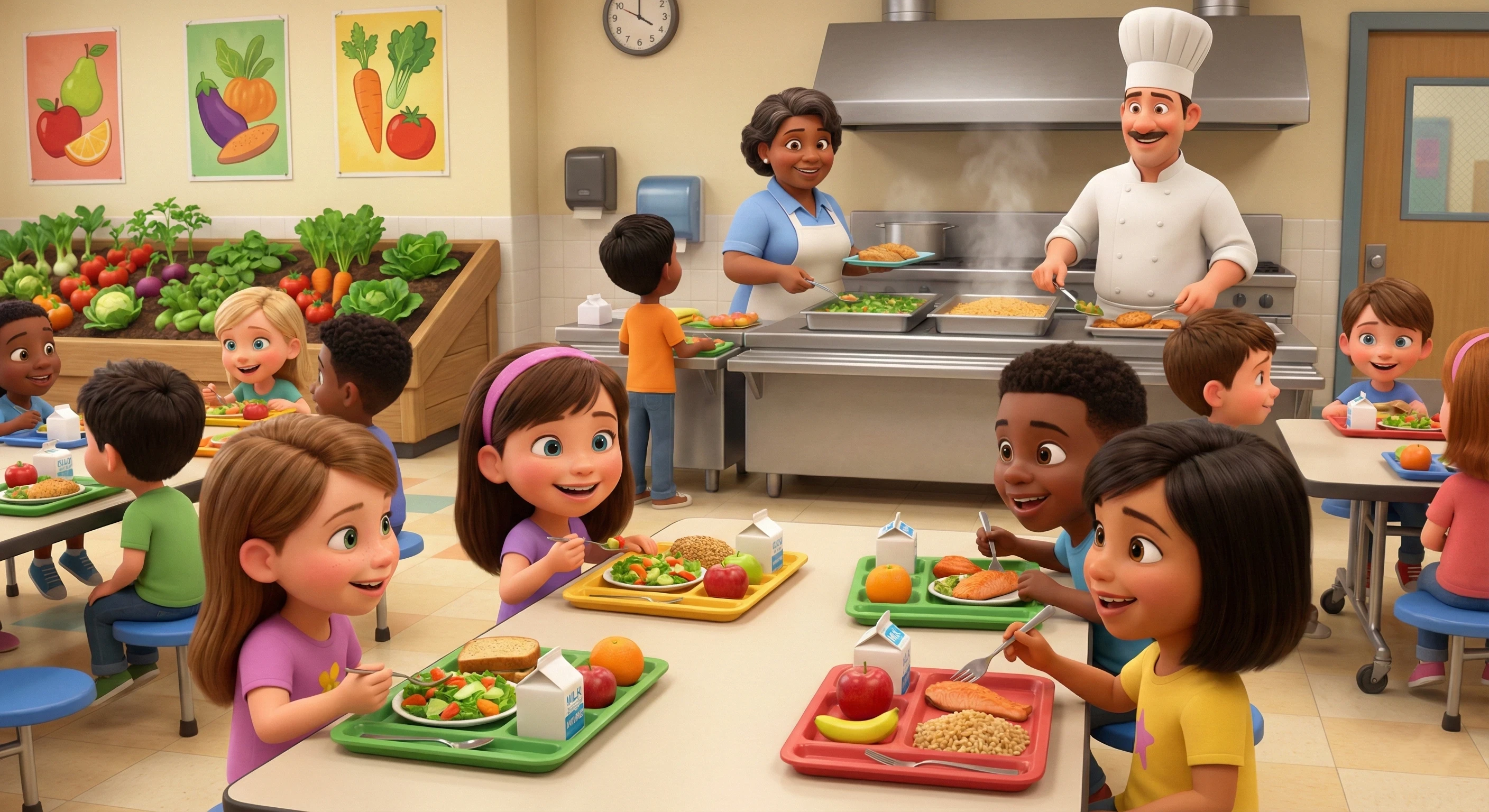 Nutricionista usando sistema de gestão da alimentação escolar com crianças ao fundo